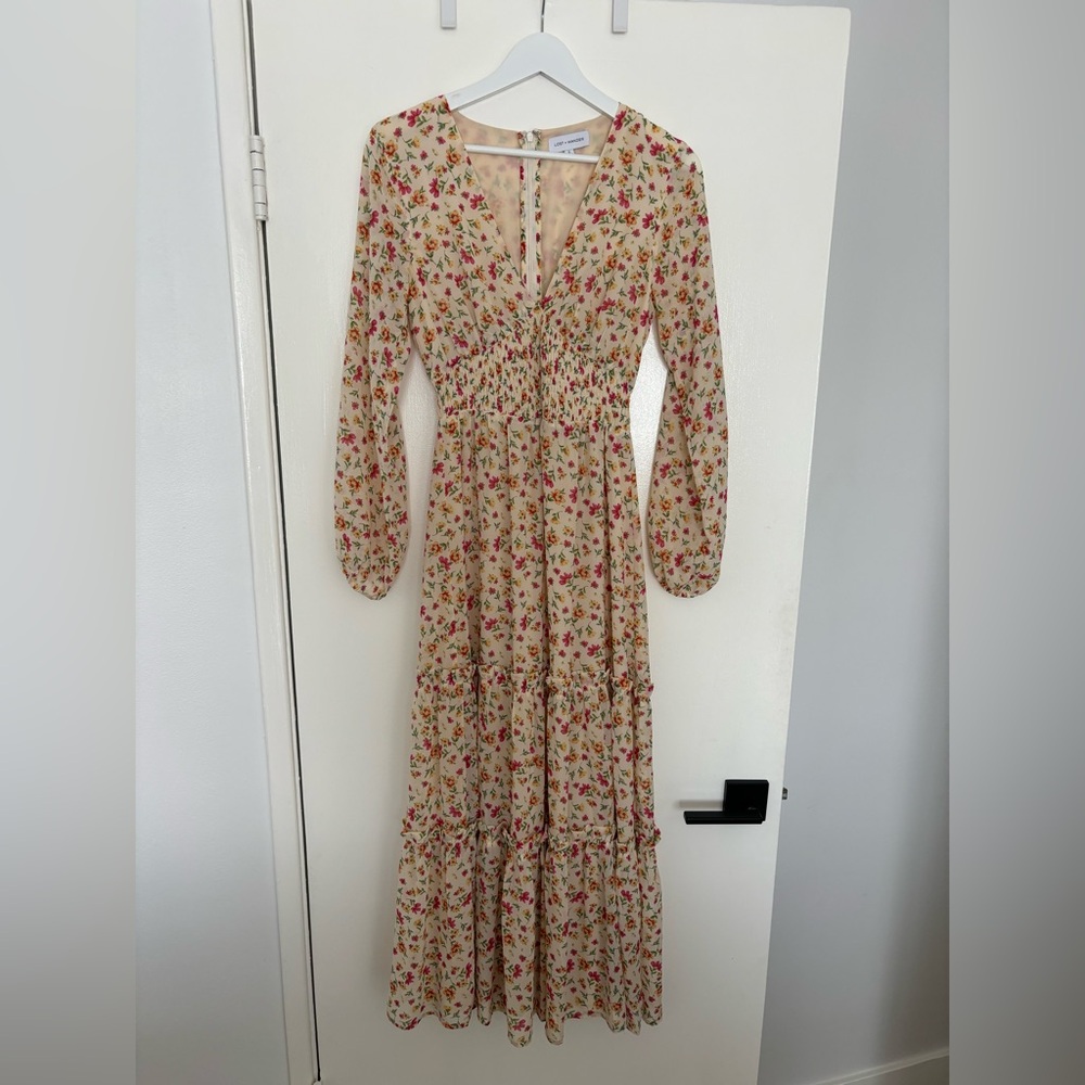 Lost + Wander Cream Floral Long Sleeve Dress